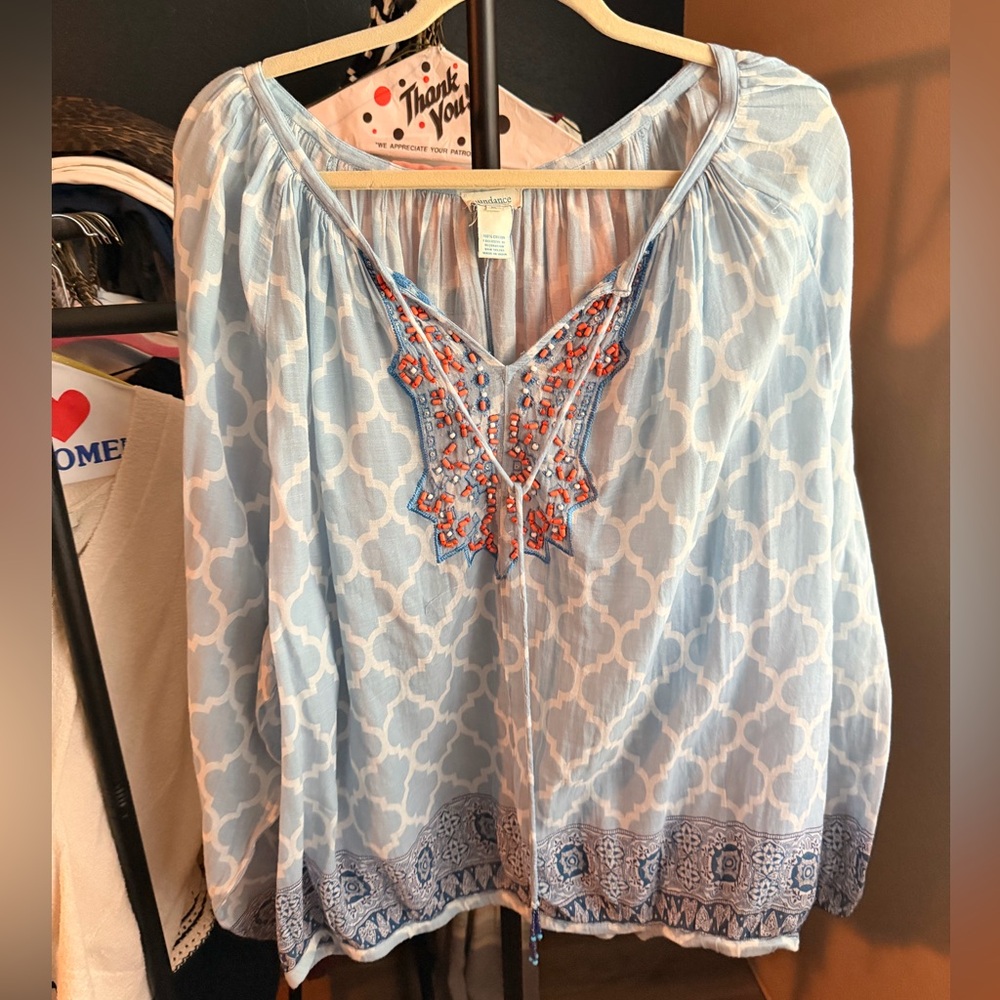 Sundance Light Blue and Orange Blouse